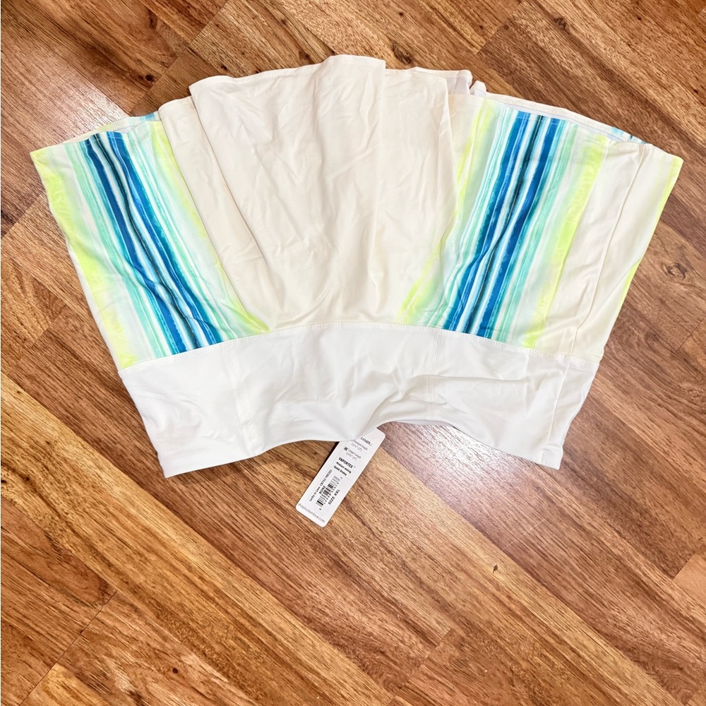 Lucky in Love White Skirt with Blue and Yellow/Green Stripe Accents - Picture 4 of 6